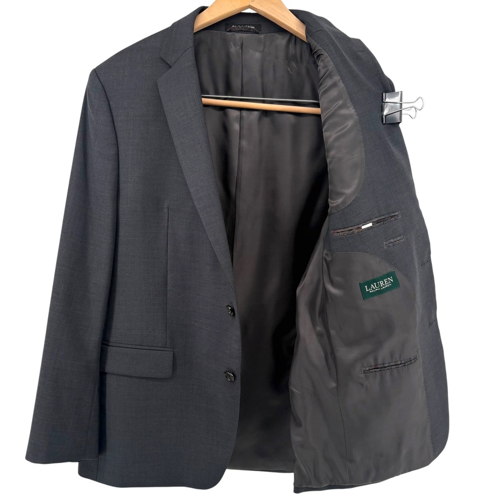 Lauren Ralph Lauren Mens 42R Charcoal Grey 100% Wool Two-Button Suit Jacket